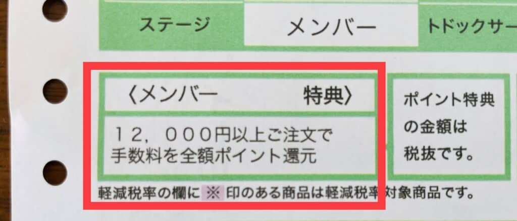 トドックは1回の注文で12,000円以上買うと、手数料220円が全額ポイント還元されます。