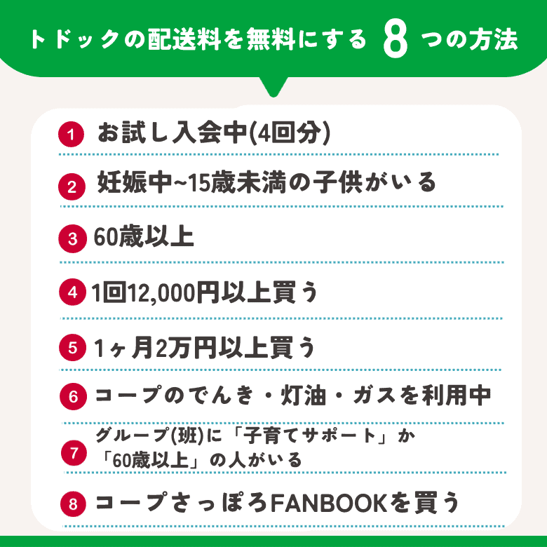 トドックの配送料を無料にする方法