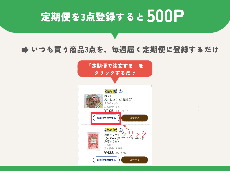 定期便3点登録で500ポイント