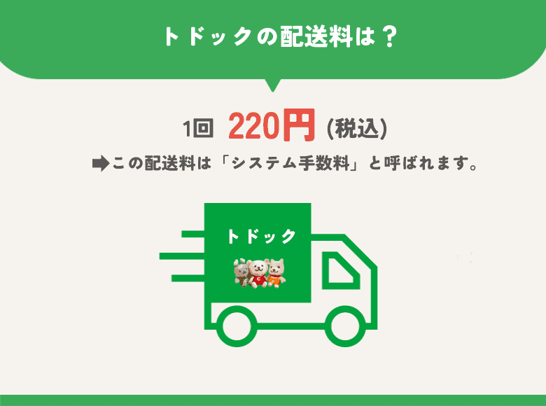 トドックの配送料(システム手数料)